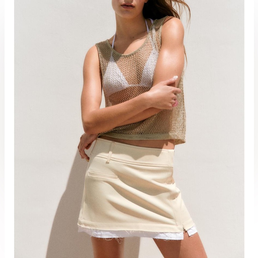 ZARA CONTRAST MINI SKIRT S